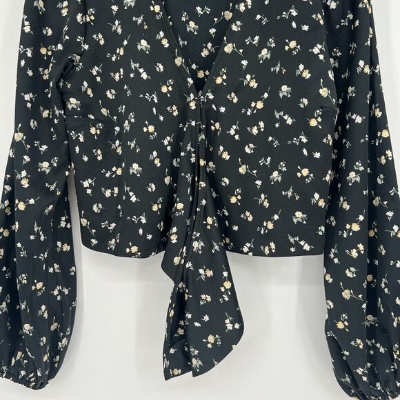 Abercrombie & Fitch Top Women S Floral Tie Front Cropped Fairy Coquette Feminine - Picture 5 of 5